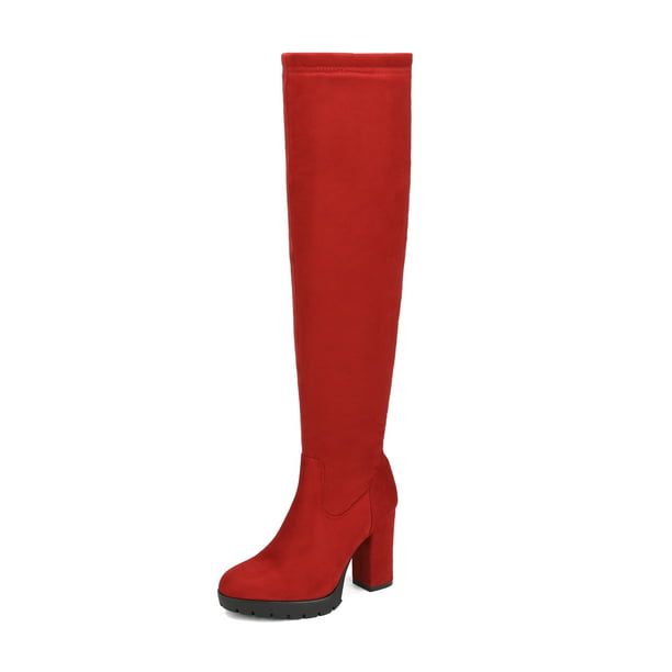 DREAM PAIRS Womens Chunky Thigh High Over The Knee High Heel Boots